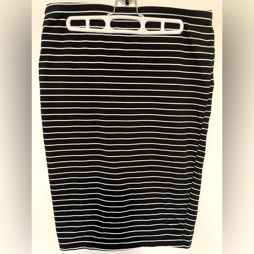 Decree‎ Black White Striped Pencil Skirt Bodycon Knee Length Large